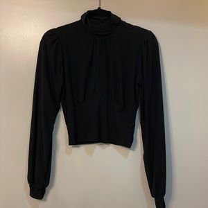 Black turtleneck crop top